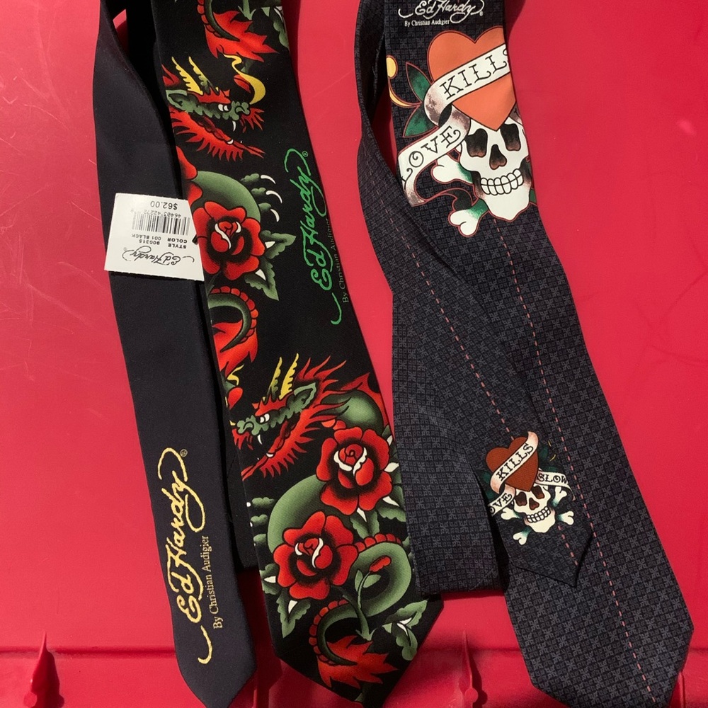 Two Ed Hardy neck ties
